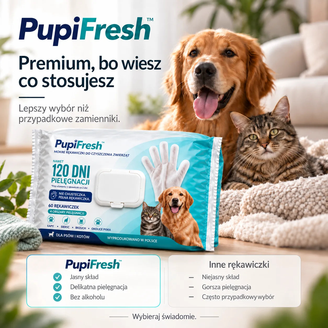 Mokre rękawiczki PupiFresh dla psów i kotów